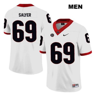 Men's Georgia Bulldogs NCAA #69 Jamaree Salyer Nike Stitched White Legend Authentic College Football Jersey SST3654PX